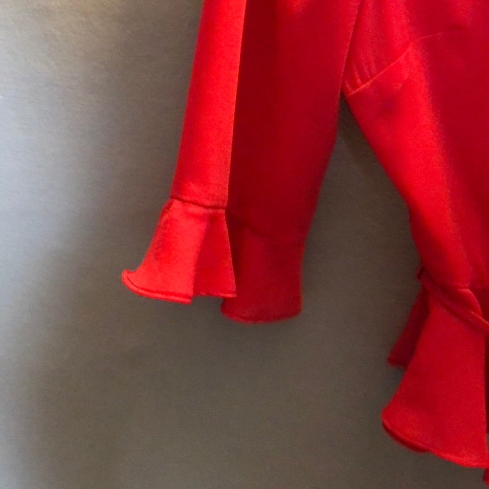 Red TopShop Ruffle Blouse - Picture 2 of 6